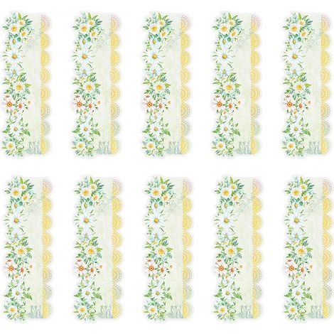 Lot de 10 Planches Autocollants PET Fleurs Romantiques Série Dentelle, Décoratifs DIY Journal Carnet, Motifs Floraux Teintés Verts, Tampons Adhésifs pour Scrapbooking (1/5)