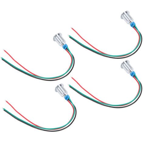 4 jeux de LED rondes précâblées, étanches, 2 couleurs, indicateur lumineux, Anode commune 10mm, 1224V (rouge et vert) (1/5)