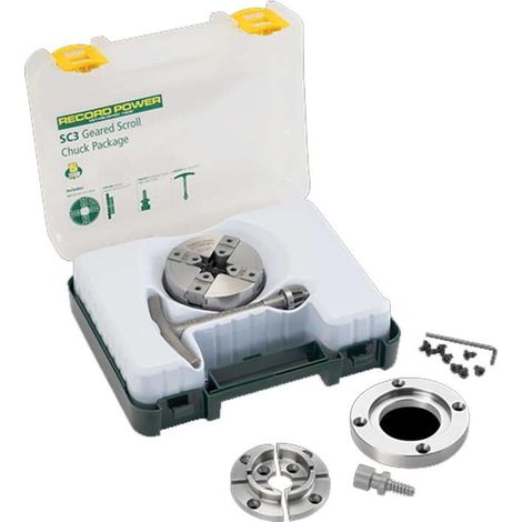 Record Power 61062 SC3 Geared Scroll Chuck Package 1x8 TPI