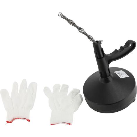 Sturalavandini per WC con guanti, universale, professionale, ergonomico, per scarichi del lavandino del bagno, nero, 10 m / 32,8 ft. (1/2)
