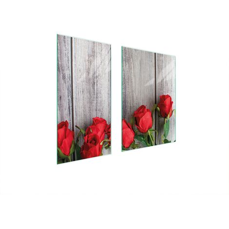 PLAQUE DE PROTECTION EN VERRE 75x52 ROSES (1/5)