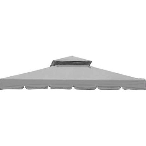 Bâche de toit pour tente romaine 3x3m, gris, toile de remplacement imperméable pour abri de jardin et terrasse (1/4)