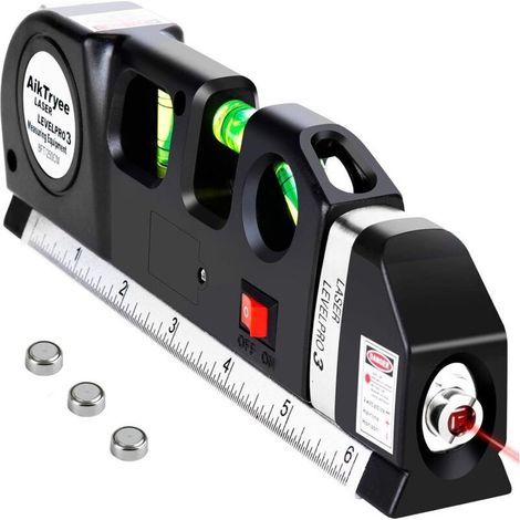 Livella laser multifunzionale con linee incrociate – righello metrico da 2,5 m (8 piedi) – strumento per appendere quadri, armadi e piastrelle. (1/5)