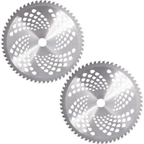Lot de 2 lames de brosse à dents en carbure de tungstène de 25,4 cm x 60 dents de coupe-bordures, débroussailleuses (1/4)