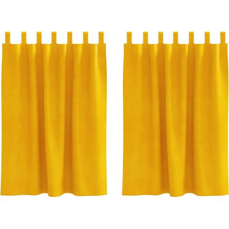 Rideaux occultants 2 pcs Jaune moutarde 140 x 140 cm Velours