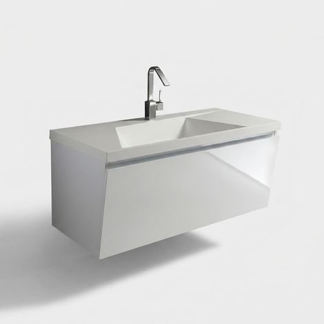 Mobile bagno sospeso con lavabo in mineralmarmo Base sospesa 1 anta (1/4)