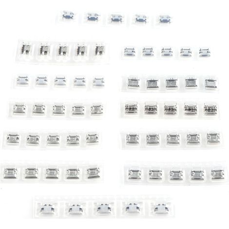 Connecteur SMD Mini USB, Port en acier inoxydable, 12 types de composants de contrôle industriels, 60 pièces
