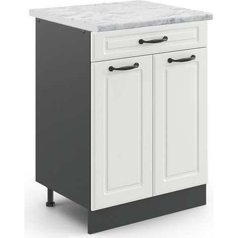 Meuble cuisine R-Line, Blanc campagne, 80 cm , PT Marbre, Vicco