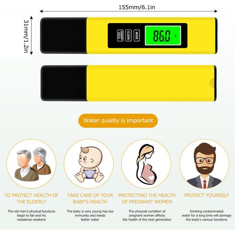 Testeur numérique 3 en 1 pour la qualité de l'eau : stylo testeur professionnel TDS, EC et température (1/5)