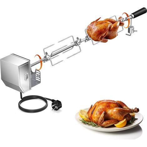 Universel Rôtissoire pour Barbecue Kit 3X brochettes Aiguilles et Moteur en Acier Inoxydable Lunghezza regolabile 56-134cm 3RPM Barbecue Rôtisserie Set kit de rôtisserie tournebroche (1/5)