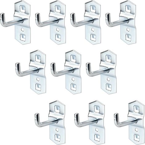 10 Lochwandhaken für Supermarktregale, Werkzeughalter aus Metall, Wand-Werkzeugorganizer aus quadratischem Lochblech, ideal für Garagenregale, Werkstätten und Verkaufsflächen, 50 mm (1/5)