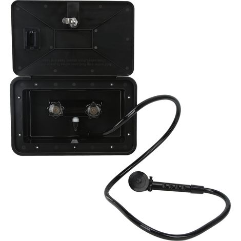 Douche extérieure noire en ABS avec 2 clés, kit pour camping-car, caravane et fourgon (1/5)