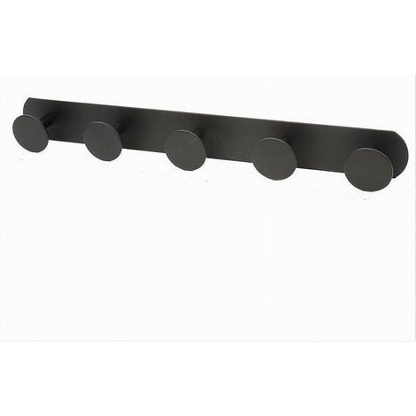 TRADE SHOP - Appendino Con 5 Ganci Appendi Porta Asciugamano A 5 Posti Bagno Casa Nero 59769 -