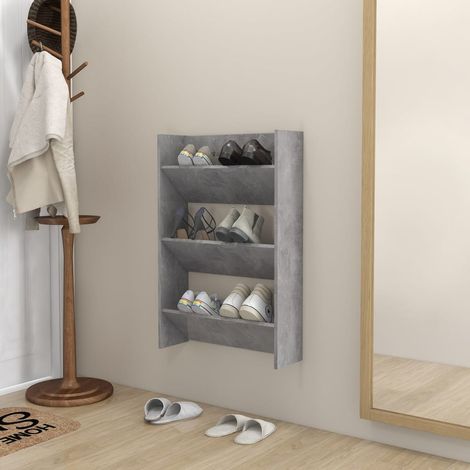 vidaXL Wand-Schuhschrank Betongrau 60x18x90 cm Holzwerkstoff