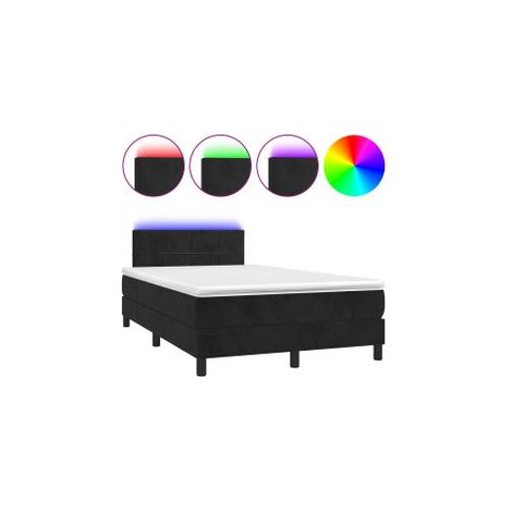 Sommier à lattes de lit avec matelas et LED Noir 120x200 (1/5)