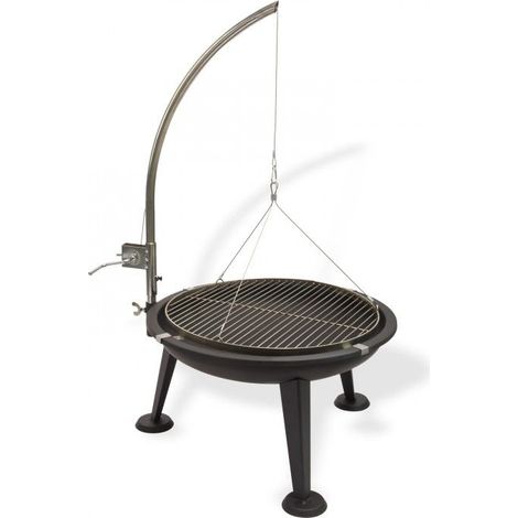 Dema – Barbecue suspendu Oregon – Charbon – Grille 550mm – Hauteur réglable 1150mm – Acier inoxydable – Design attractif