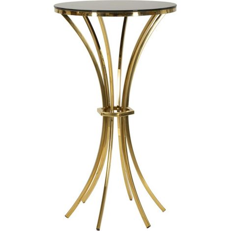 Tavolo bar Shanty in vetro e ferro oro e nero Ø60x108 cm