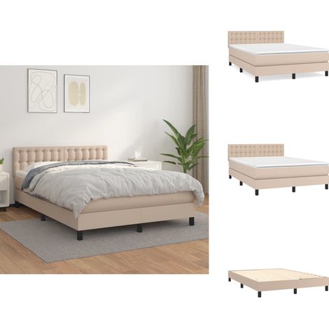 Boxspringbett Matratze Cappuccino-Braun 140x200cm Kunstleder - Boxspringbett - Doppelbett - Bettenrahmen - Kunstlederbett - Capucchino Braun (1/5)
