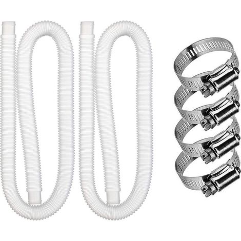 2 Tubi di Ricambio per Piscina Fuori Terra, Tubo di Ricambio per Piscina con 4 Fascette Metalliche, Tubo Filtro per Piscina Fuori Terra