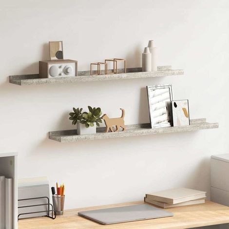 326701 vidaXL Wall Shelves 2 pcs Concrete Grey 80x9x3 cm (1/5)