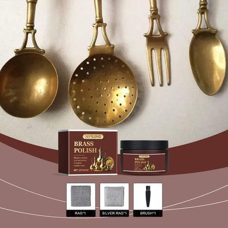 Brass polishing compound, cleans and removes rust, protects brass shine without damaging the surface - 227g1 + silver wire cloth1 + cloth1 + brush1 -- BIEMMEDUE (1/5)