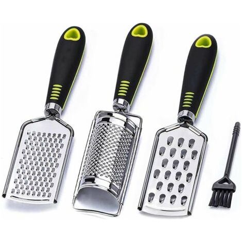 Râpe à fromage et zesteur de citron, lot de 3 râpes, lame en acier inoxydable (1/4)
