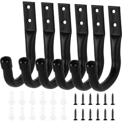 Set mit 6 Wandhaken für Garage, schwere Lasten, Leiterhaken, stabile J-Haken zur Aufbewahrung von Werkzeugen, (1/5)