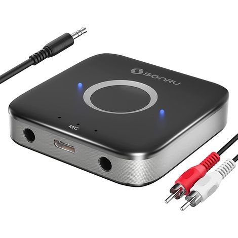 Récepteur Bluetooth 5.3, Adaptateur Bluetooth Récepteur Audio sans Fil de Voiture avec Câble RCA AUX 3,5 mm, Doubles Sorties AUX pour Système Audio de Diffusion Musique Stéréo à Domicile (1/5)