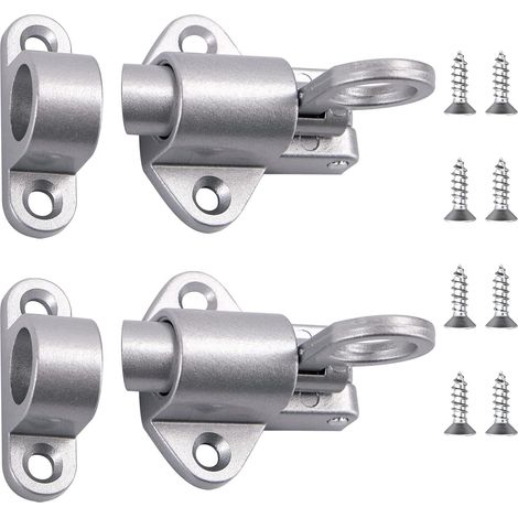 Verrou de porte à ressort Bounce (lot de 2) avec vis, idéal pour chambre, cuisine ou placard (gris) (1/5)