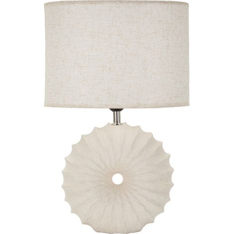Lampada da tavolo Anemone in ceramica e ferro color sabbia (1/5)