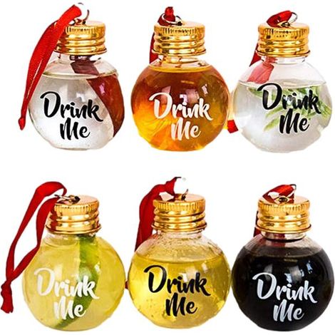 Christbaumkugeln aus Glasflaschen mit Alkoholmotiv, PRL-Dekorationsset mit 6 Stück (1/5)