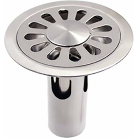 Tapón de desagüe redondo fabricado en acero inoxidable cepillado, apto para baños, cocinas, lavaderos y jardines. (1/4)