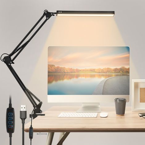 Randaco LED-Architektenlampe 10 W mit Klemme, dimmbar, 80 LEDs, 3 Lichtmodi, 10 Helligkeitsstufen, 360° drehbarer Kopf, USB, Schwarz (1/5)