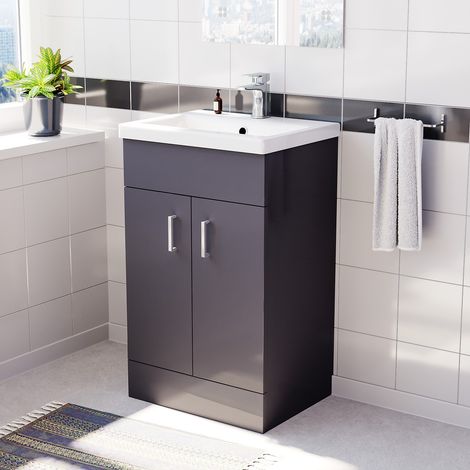 Nanuya 500mm Medium Basin Vanity Unit Floor Standing Grey (1/5)