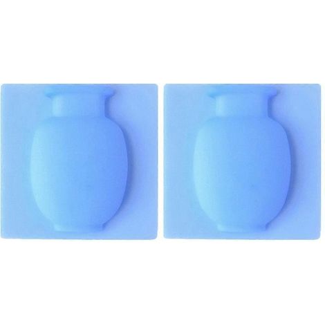 Set mit 2 Silikon-Kühlschrankaufklebern, kein Bohren erforderlich, kreativ, für Blumenvasen, wiederverwendbar und abwaschbar, Geschenkidee für die Heimdekoration (blau) – 14,5 x 14,5 cm – Blau (1/3)