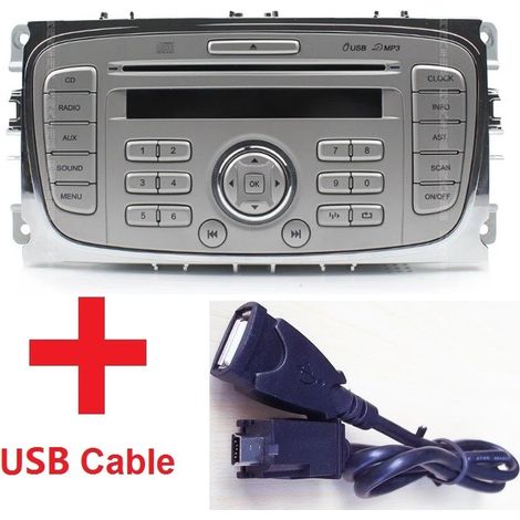 CHIGOODS Ford Autoradio 6000 CD S- C-Max Mondeo Fokus USB CD MP3 Player + USB-Kabel DE