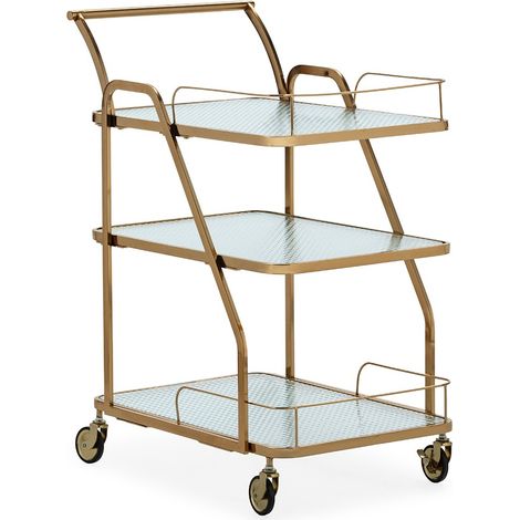 Chariot de bar LIVIO en métal et verre doré – 63cm (1/4)