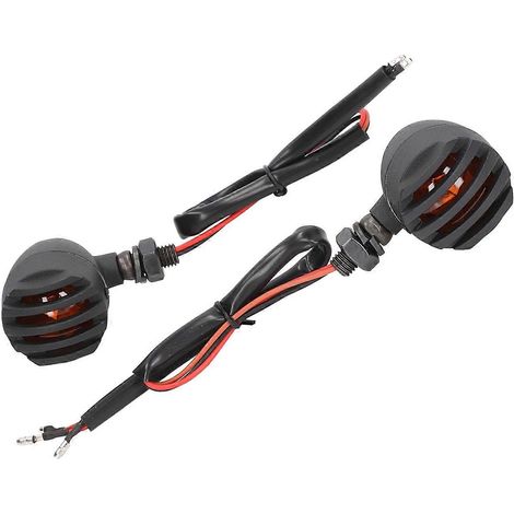 Paar Motorradblinker mit Grillabdeckung, 3-adrig, Retro, 10-mm-Befestigungsloch, universeller Ersatz (1/5)