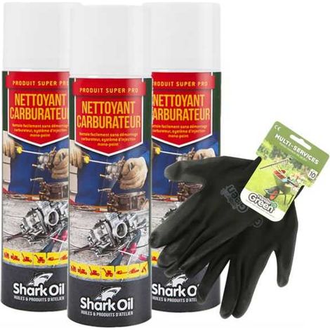 Nettoyant carburateur 500 ml Shark Oil par 3 + gants multi-services (1/5)