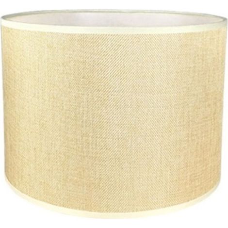 Pantalla cilíndrica de lino hecha a mano para lámpara de mesa, colgante o de pie (beige, diámetro 33 cm x altura 23 cm) (1/2)