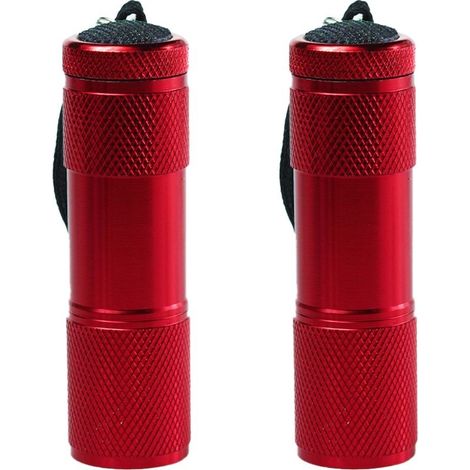 Mini lamp torch to coating in rubber with bandouliere, portable, ideal for the camping and the hiking, red.2Article (1/5)