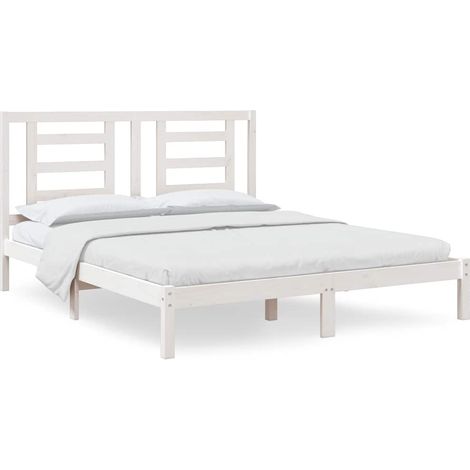 Maison Exclusive - Cadre de lit sans matelas blanc 160x200 cm bois de pin massif (1/5)