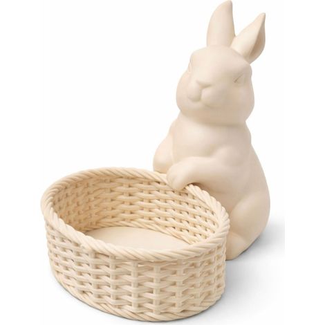 Decorazione pasquale, coniglietto beige con cestino, ornamento natalizio