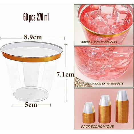 Gobelets en Plastique Verres à Vin Fête Champagne Bière Cocktail Martini Soda 8,9 x 7,1cm (1/2)