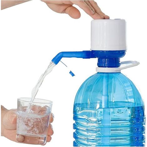 Distributeur d'eau manuel XL, confort maximal, sans BPA, robinet goutte à goutte, compatible avec les carafes de 2,5 à 10 L, facile à nettoyer, bleu/blanc, 8 x 16,5 x 18 cm, polypropylène (1/5)