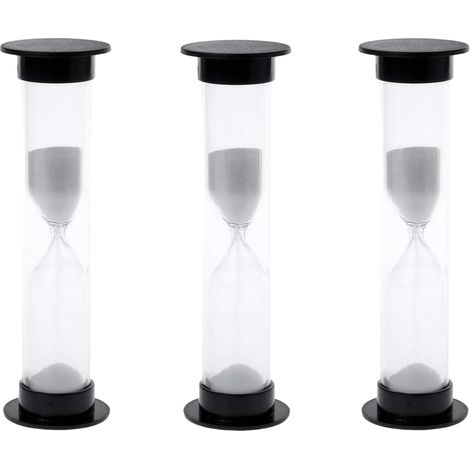 Lot de 3 mini sabliers de 1 minute en plastique noir compact pour jeux et entraînements 10 x 2 x 8 cm (1/5)