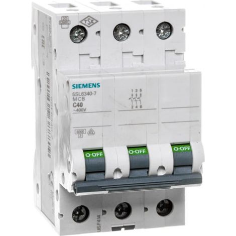 Siemens modular circuit breaker 6ka 3-pole 40a 5sl63407bb