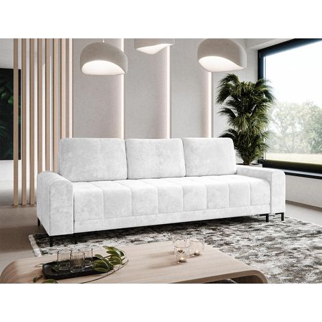 AX LIVING 3 sitziges Sofa Carrari Weiß Sofa Schlaffunktion 238 cm