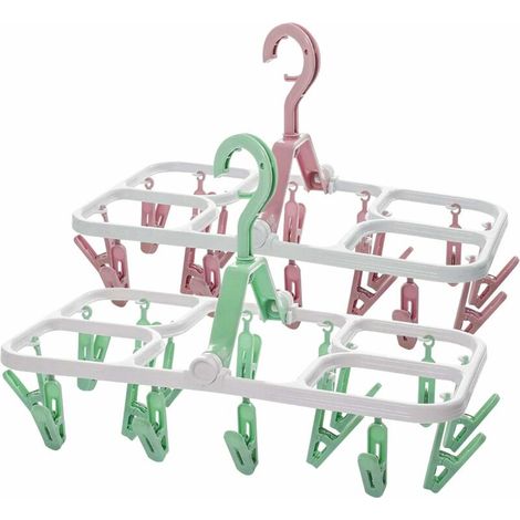 Sock Drying Rack,2Pack Plastic Socks Hanger Foldable Hanging Clothes Drying Rack Clips for Socks Underwear Towels (1/5)