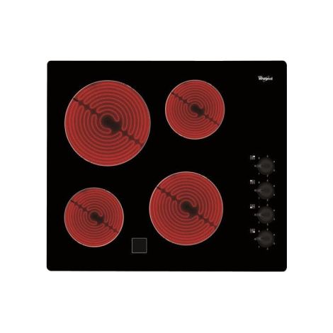 Whirlpool – Plaque vitrocéramique noire 4 foyers – Puissance 6200W – 6 niveaux de puissance – Dimensions 58x51cm pour cuisson efficace (1/2)